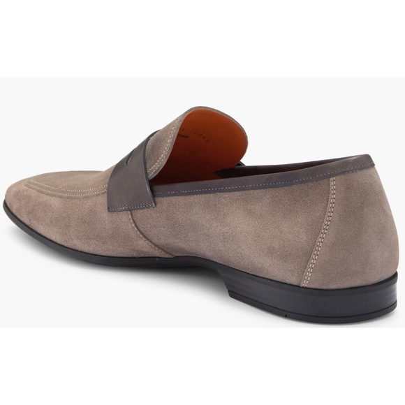 MAGNANNI MEN NIB $475 TIERRA GREY SUEDED LEATHER PENNY LOAFERS. SIZE 9.5 - Picture 2 of 11